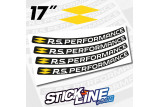 Pack 4 Stickers jante RS Performance Renault Sport - fond noir/ texte blanc