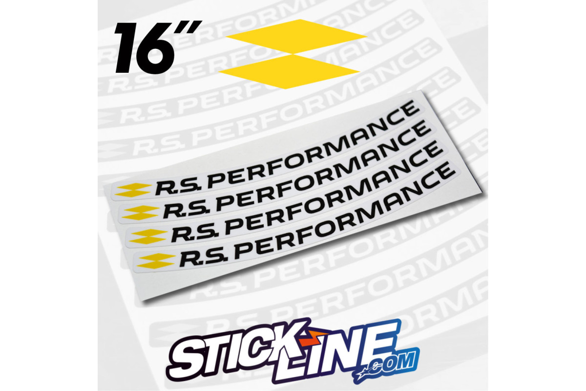 Stickers jante RS Performance Renault Sport - fond blanc / texte noir 16"