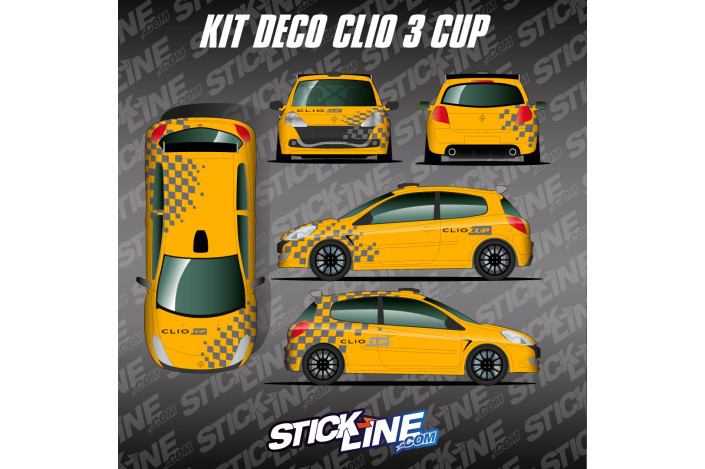 Kit Déco Clio 3 RS Damiers Style Clio Cup | Stickline