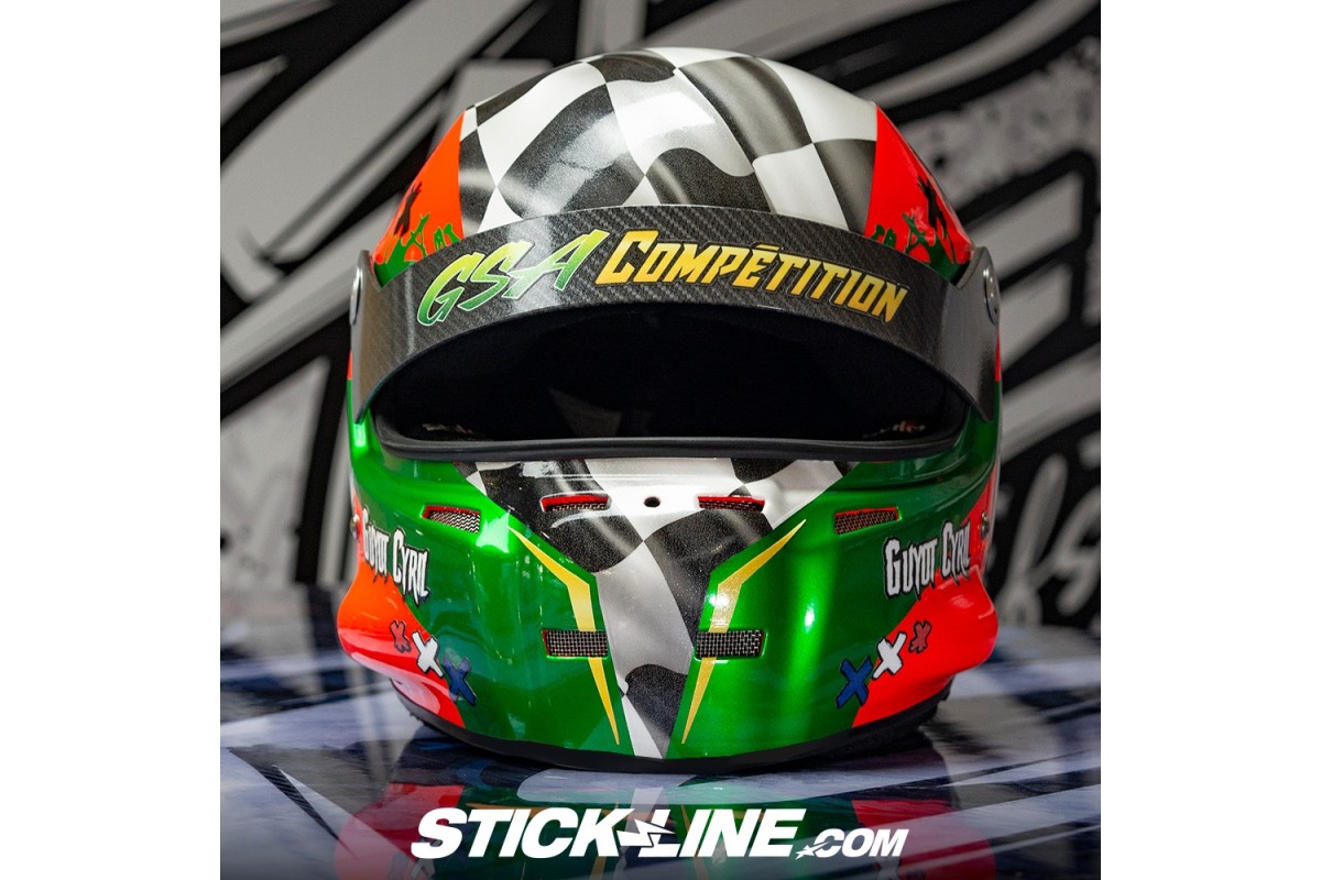 Sticker visière 100 % personnalisé | Casque rallye, karting et circuit