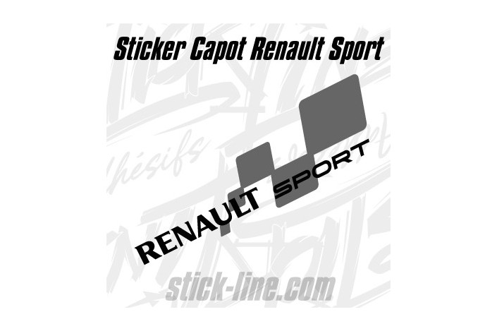 Sticker Capot Renault Sport  2 - 25x82cm | Stickline Adhésifs