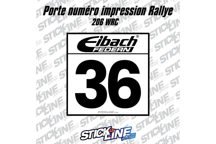 Porte numéro rallye - 206 WRC - Stickline Adhésifs