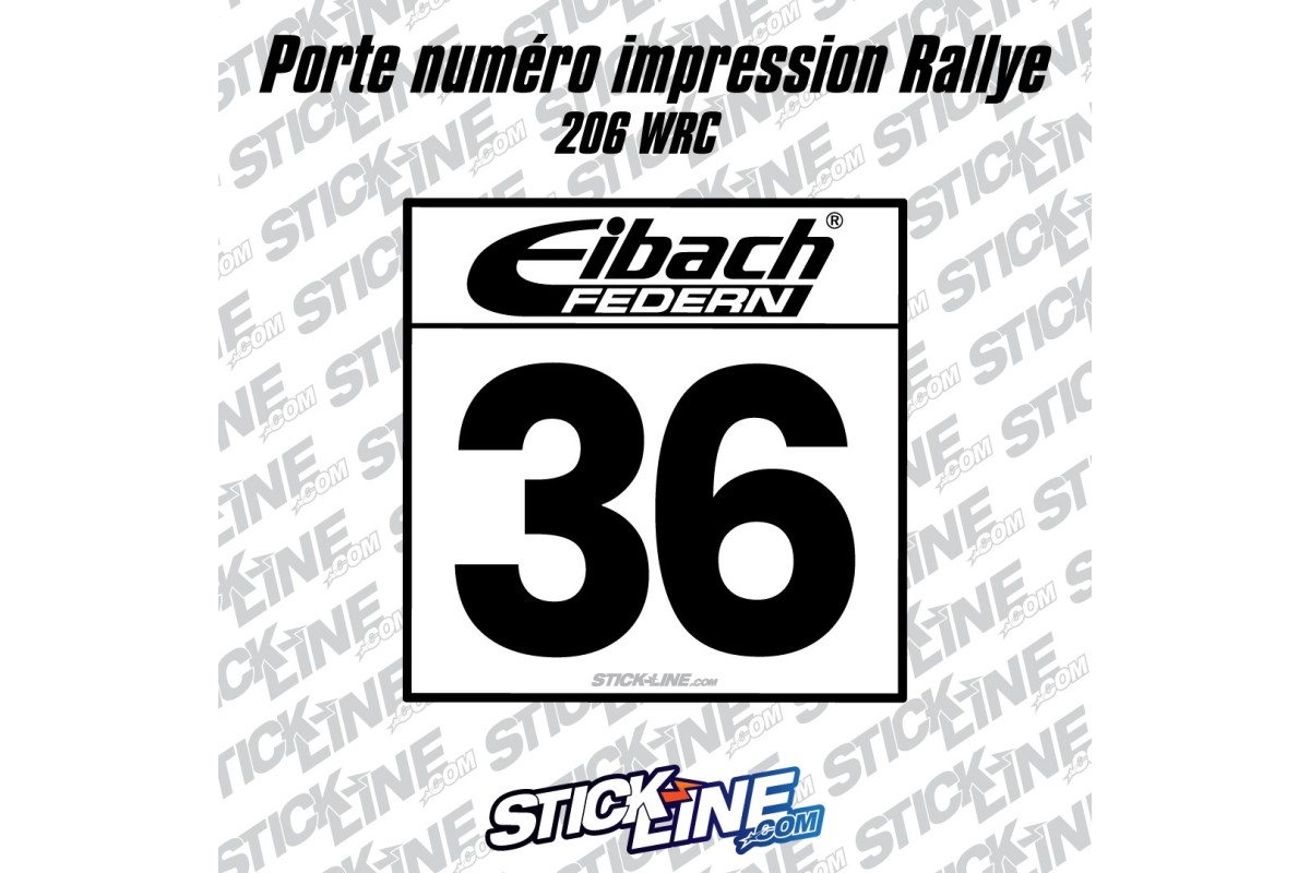 Porte numéro rallye - 206 WRC - Stickline Adhésifs