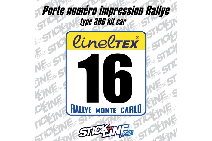 Porte numéro rallye type 306 kit car - Stickline Adhésifs