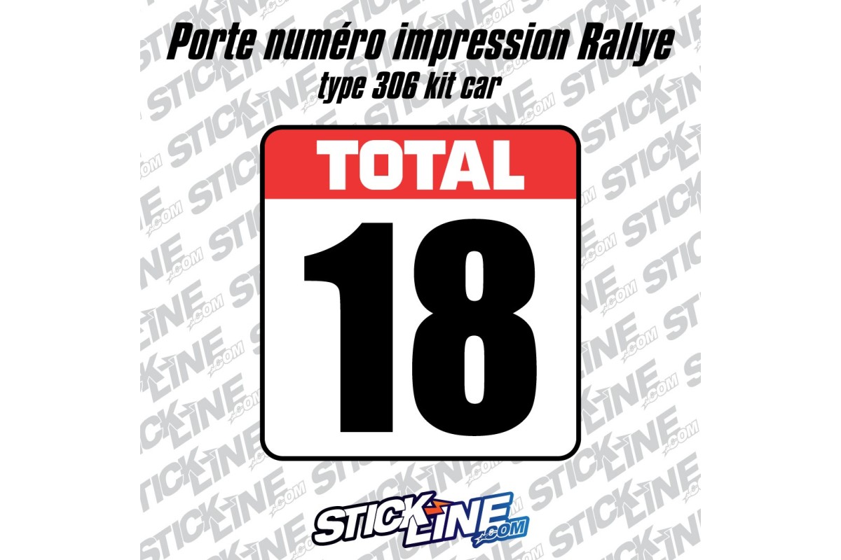 Porte numéro rallye type 306 kit car - Stickline Adhésifs