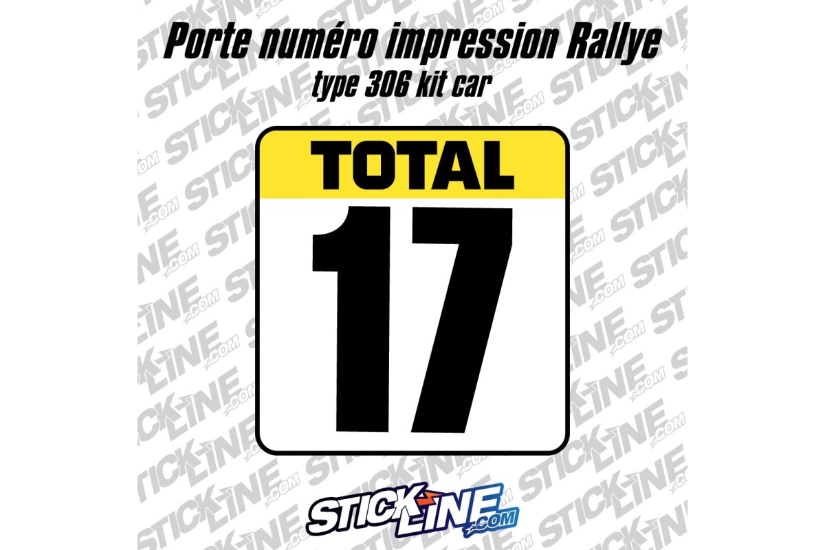 Porte numéro rallye type 306 kit car - Stickline Adhésifs