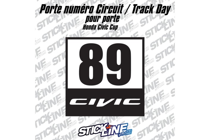 Porte numéro Circuit - Track Day - Honda Civic - Stickline Adhésifs