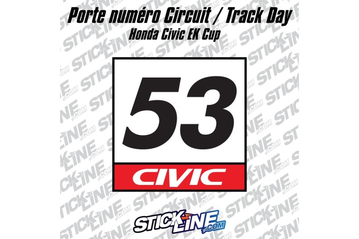 Porte numéro Circuit - Track Day - Honda Civic EK Cup - Stickline Adhésifs