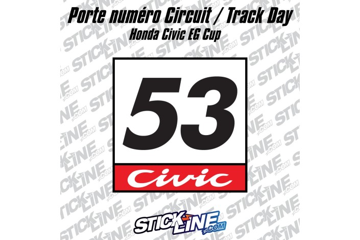 Porte numéro Circuit - Track Day - Honda Civic EG Cup - Stickline Adhésifs