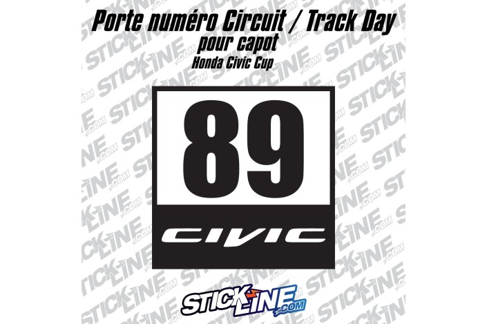 Porte numéro Circuit - Track Day - Honda Civic - Stickline Adhésifs