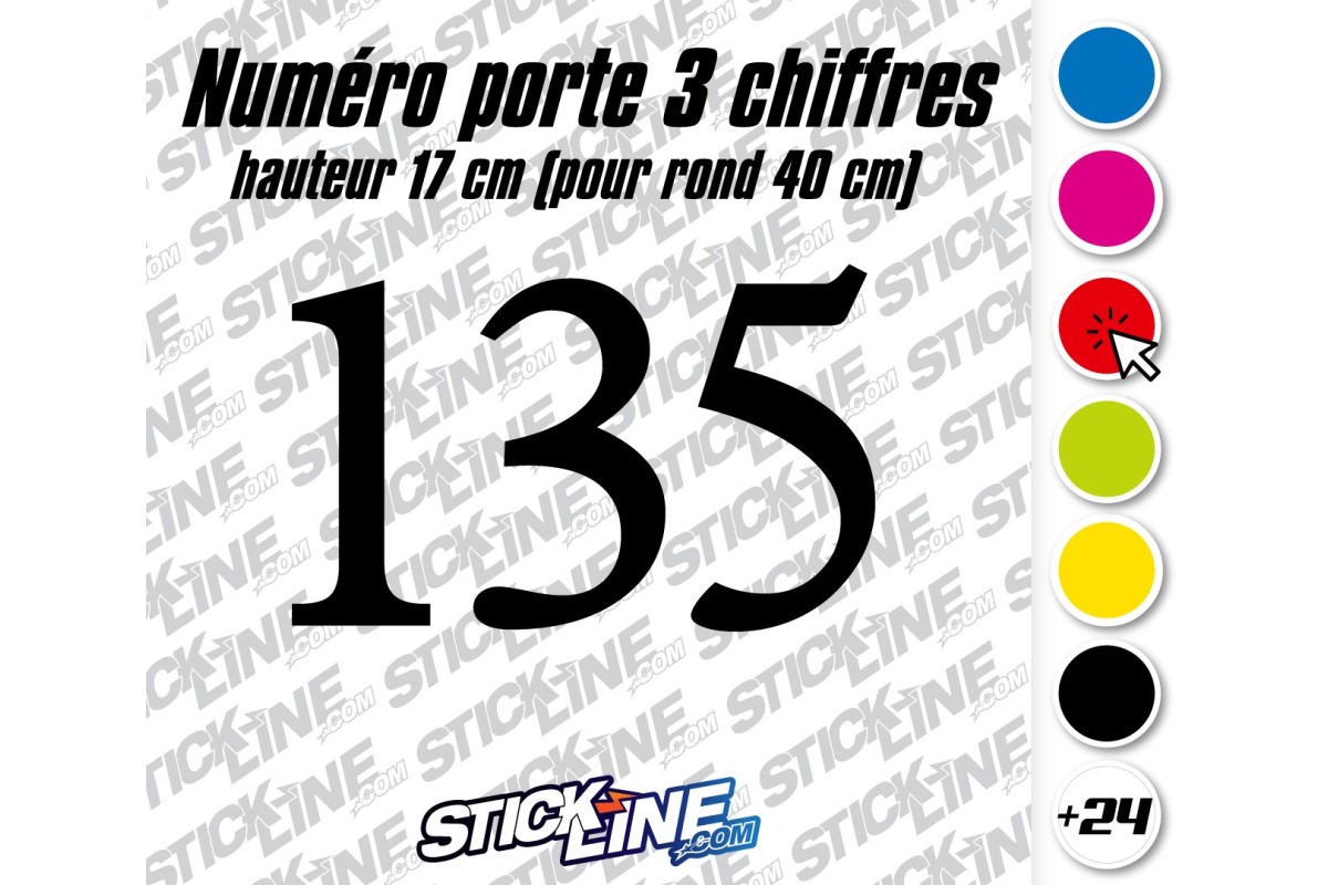 Numéro de porte 3 chiffres 17 cm – Sticker Rallye 30 cm
