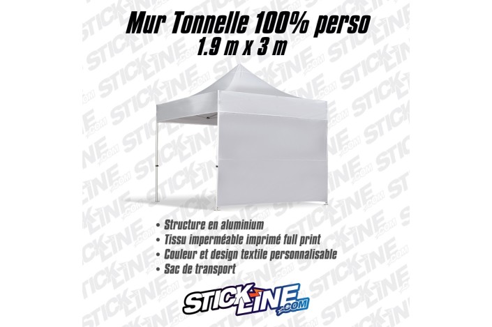 Mur de tonnelle personnalisé 3 m | Impression sur mesure - Stick Line