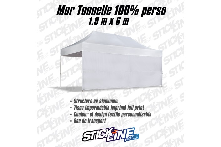Mur de tonnelle personnalisé 6 m | Impression sur mesure - Stick Line