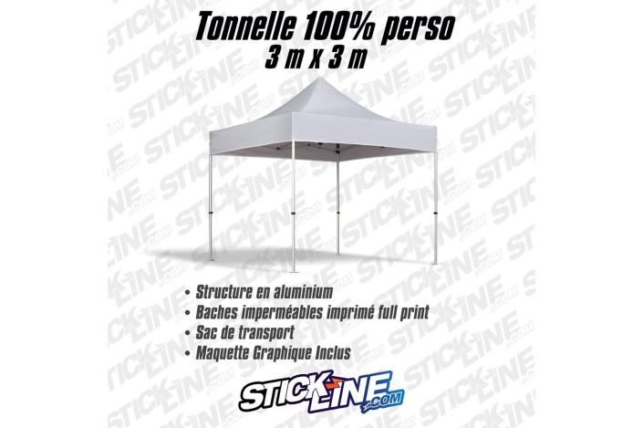 Tonnelle personnalisée 3 x 3 m | Impression 100 % sur mesure - Stick Line