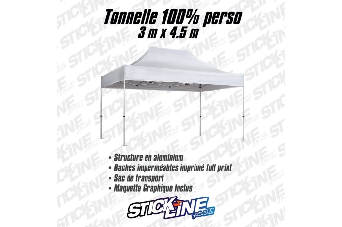 Tonnelle personnalisée 3 x 4,5 m | Impression 100 % sur mesure - Stick Line