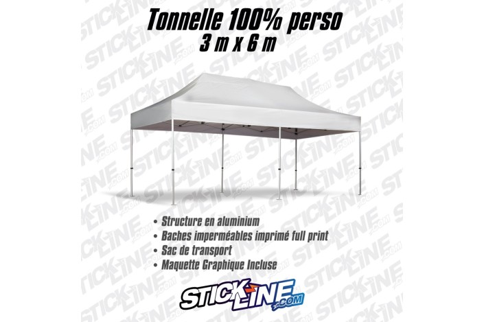 Tonnelle personnalisée 3 x 6 m | Impression 100 % sur mesure - Stick Line