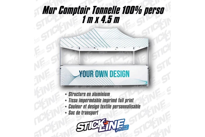 Mur de comptoir tonnelle personnalisé 4.5 m | Impression sur mesure - Stick Line