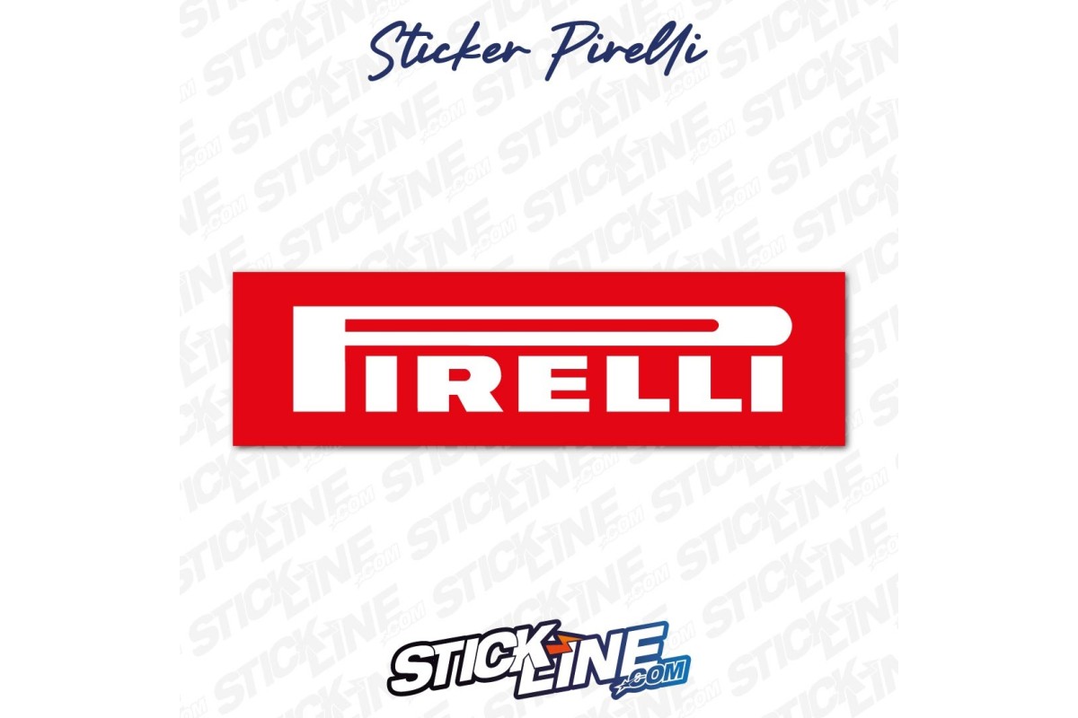 Sticker Pirelli Blanc sur fond Rouge | Stick Line