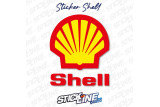 Sticker Shell Rouge et Jaune avec Texte Rouge | Stick Line