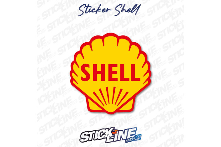 Sticker Shell Vintage Rouge et Jaune – Logo Rétro | Stick Line