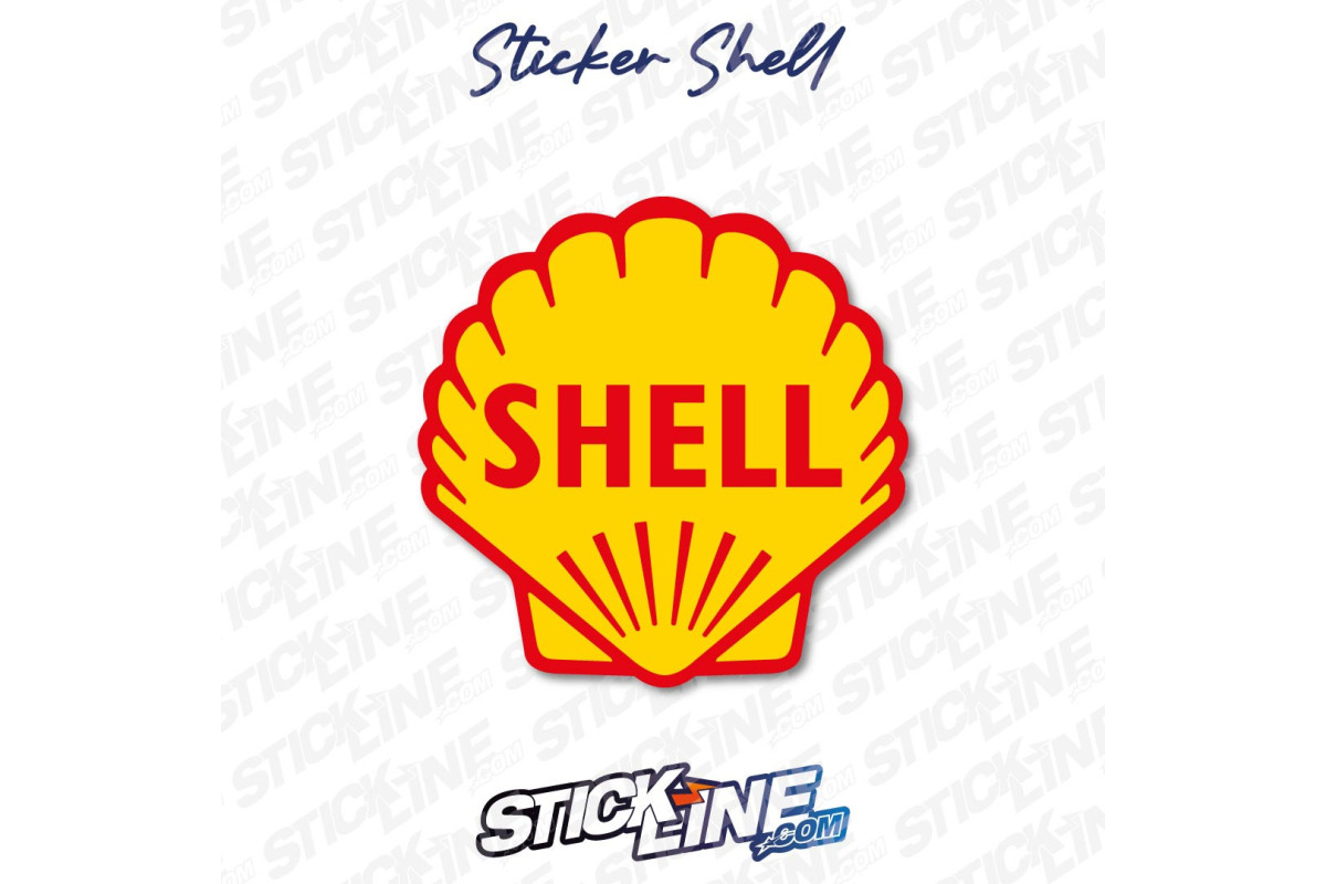 Sticker Shell Vintage Rouge et Jaune – Logo Rétro | Stick Line