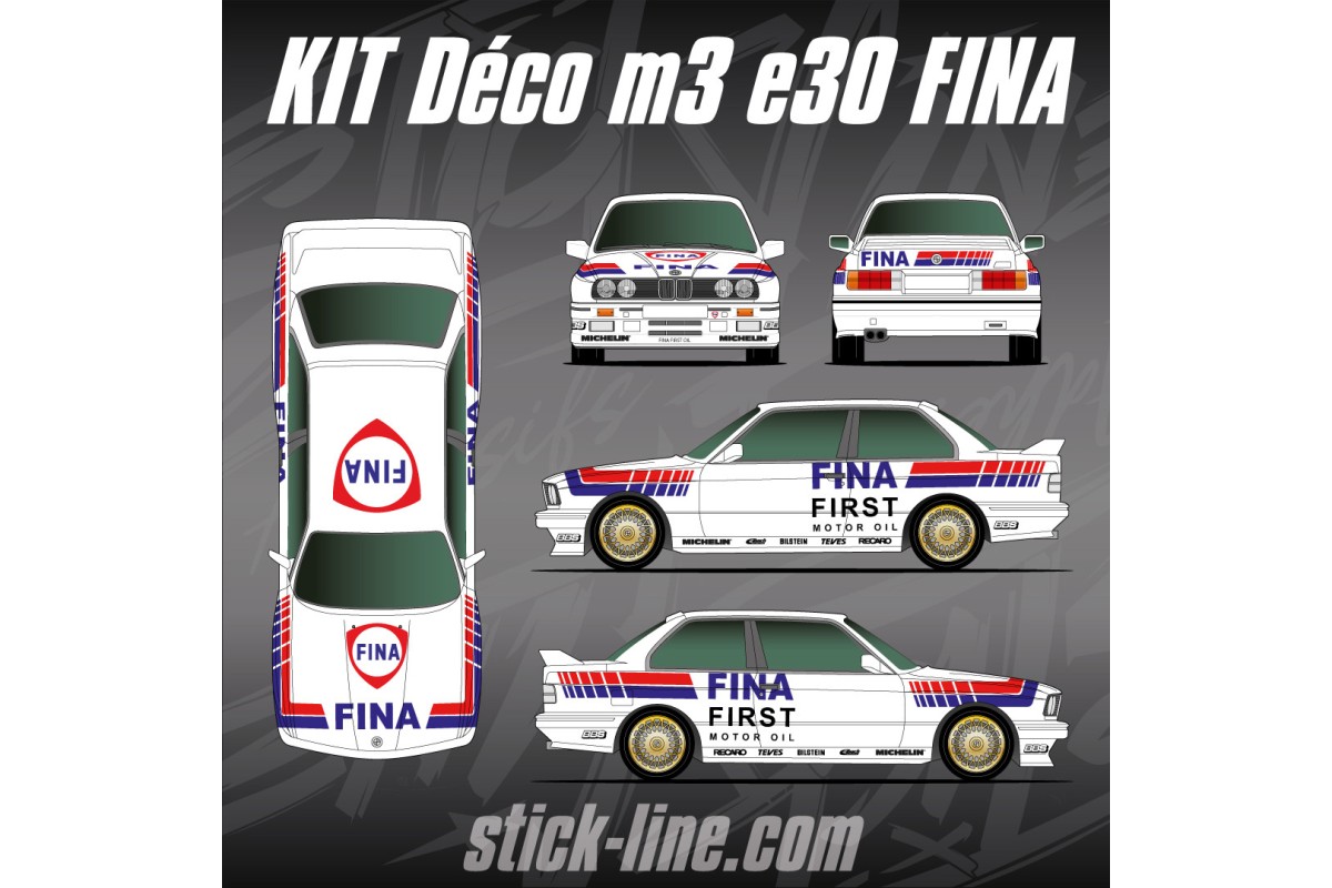 Kit Déco BMW M3 E30 FINA – Rallye Historique | Stick Line