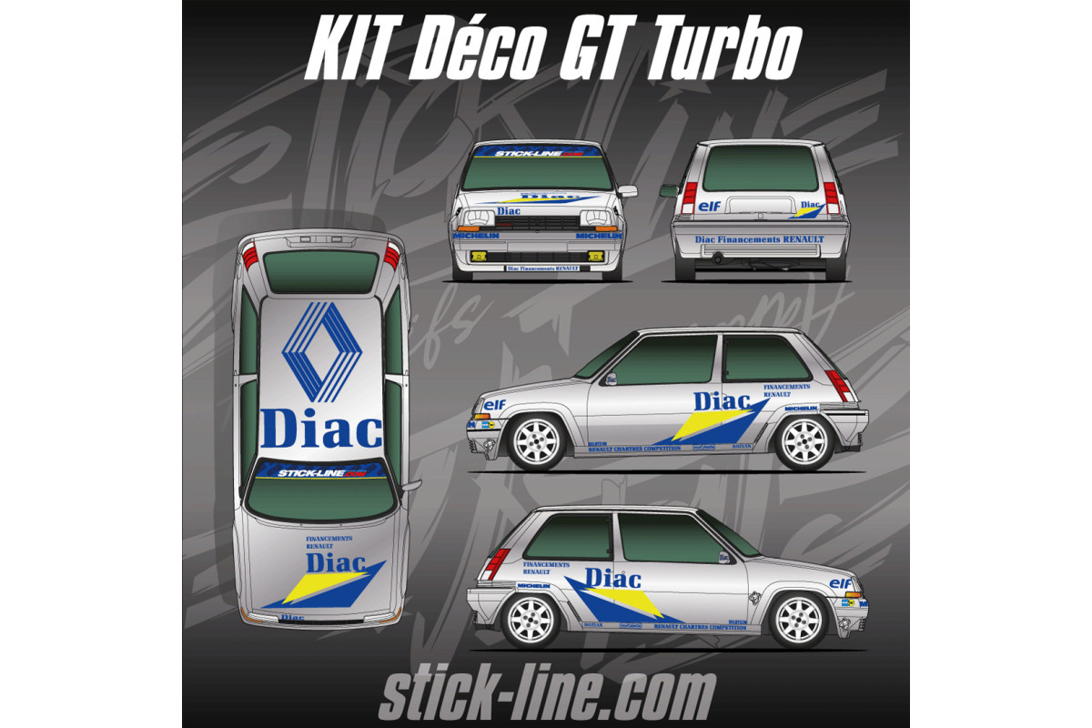 Kit déco Renault 5 GT Turbo DIAC – Rallye Groupe A | Stick Line