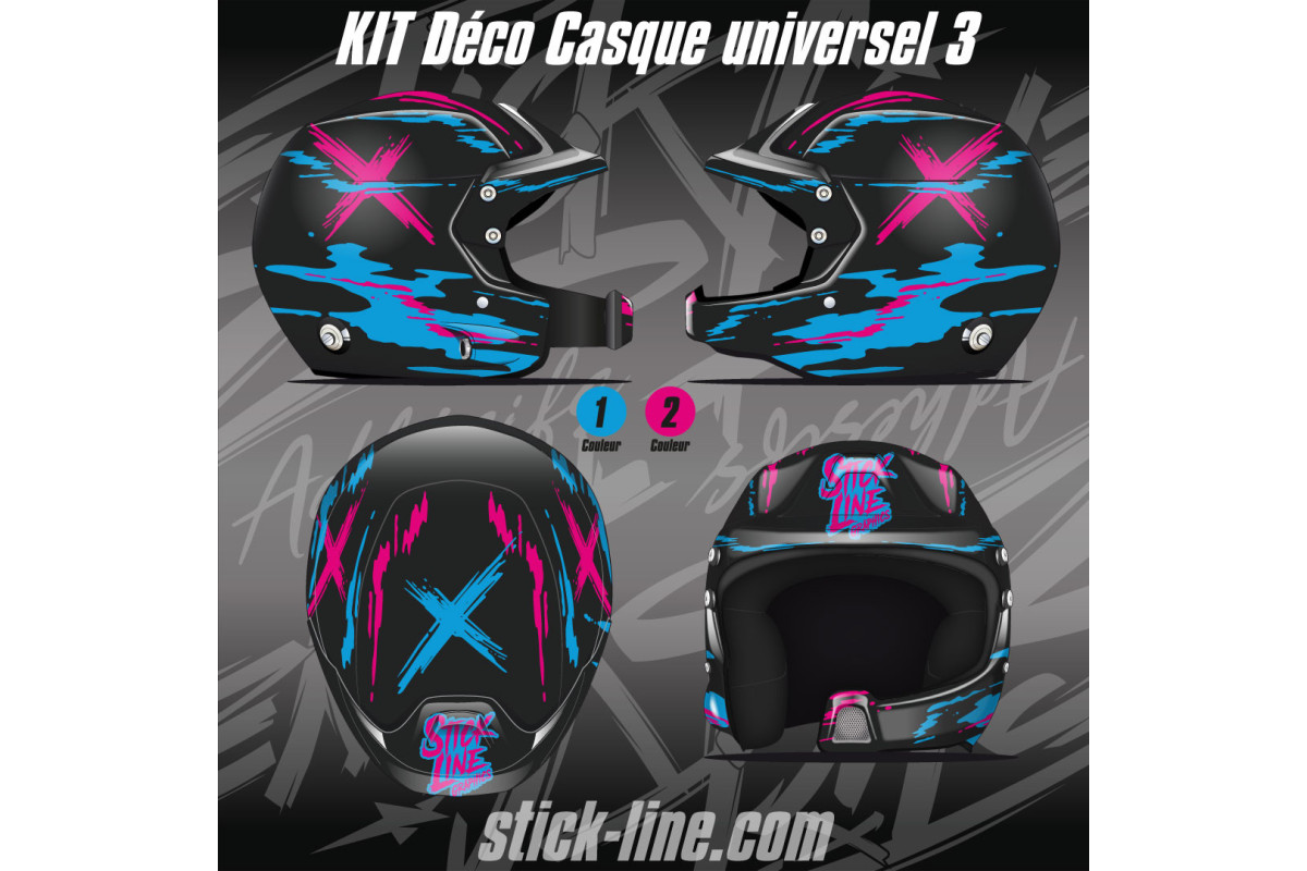 Kit déco Casque universel 03 – Design unique & personnalisation Stick Line