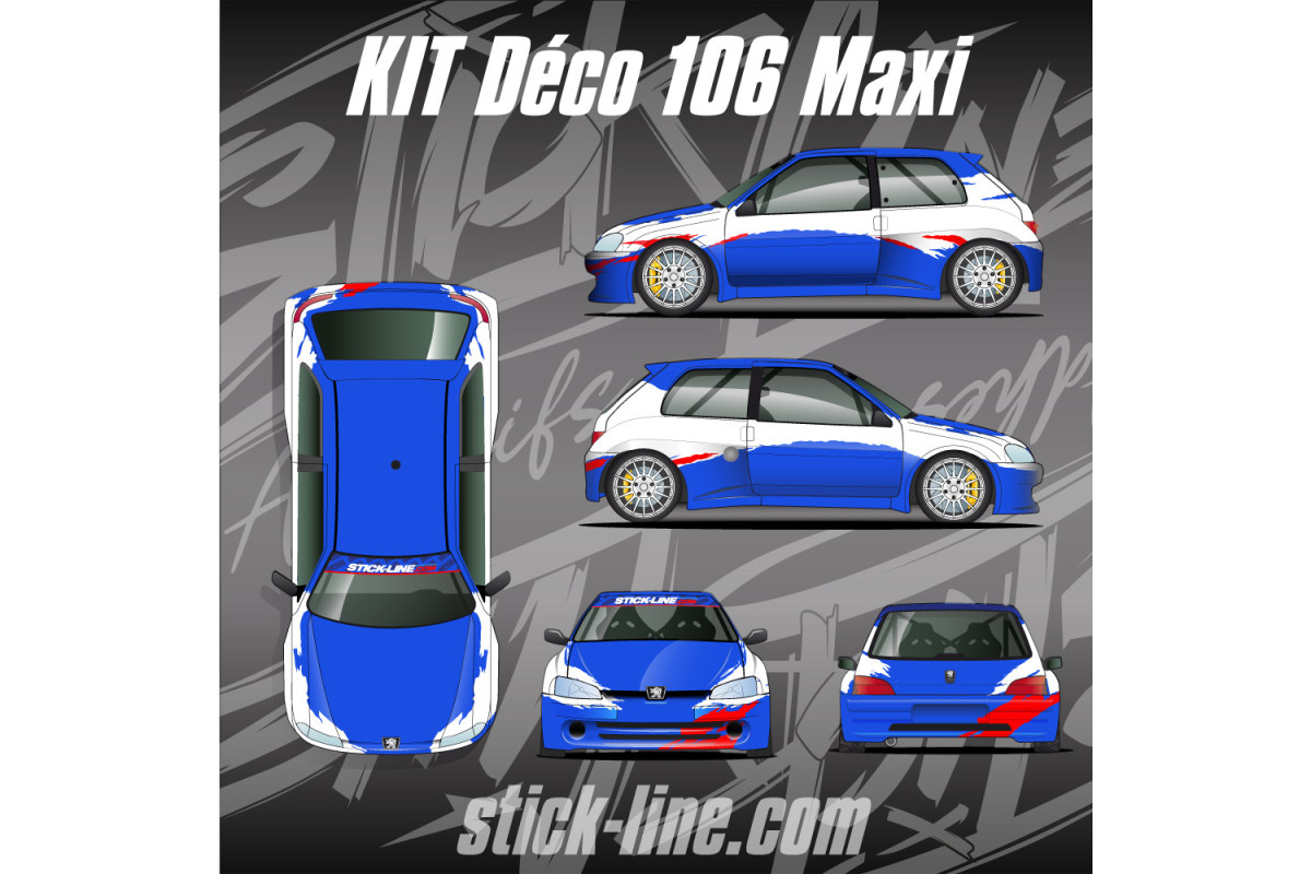 Kit Déco Rallye Peugeot 106 Maxi Sans Sponsors | Stick Line