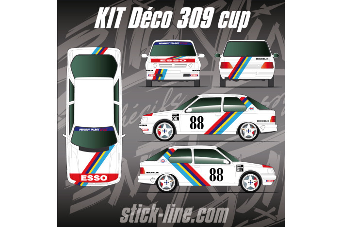 KIT déco Peugeot 309 GTI CUP Trophée des Circuits 1988 de Stick Line